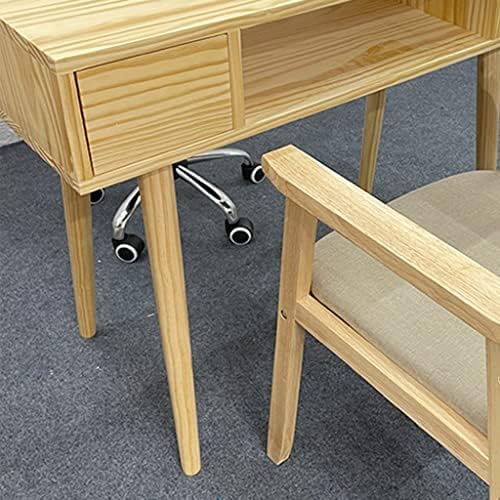 Nizame Solid Wood Nail биро за единечна и двојна маникир табела со фиока за фиока мултифункционална биро за двојно складирање