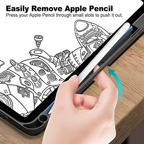Dingguagua за iPad 10 -та генерација случај со држач за моливи, за 10,9 инчи iPad Case 10 -та генерација 2022, црна