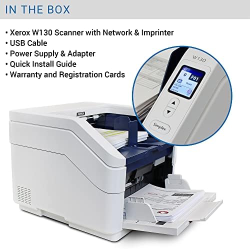 Скенер Visioneer Xerox W130, скенер за документи со USB Duplex Office за компјутер, 135 ppm, 500 страници автоматски фидер за документи