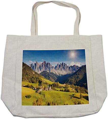 Амбесон планинска торба за планина, селски поглед со планински врвови и ливада од северноевропски уметнички дела на Алпите, еколошка