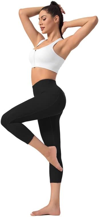 Хеланки со џебови за жени - Хелеги за вежбање со јога панталони со високи половини и стомачни контролни компресивни нозе