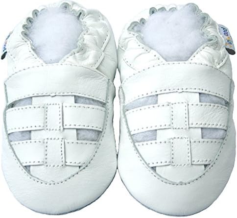Jinинвуд кожа бебе меки единствени чевли момче девојче новороденче деца деца дете дете од прва прошетка подарок за сандали каиш бела