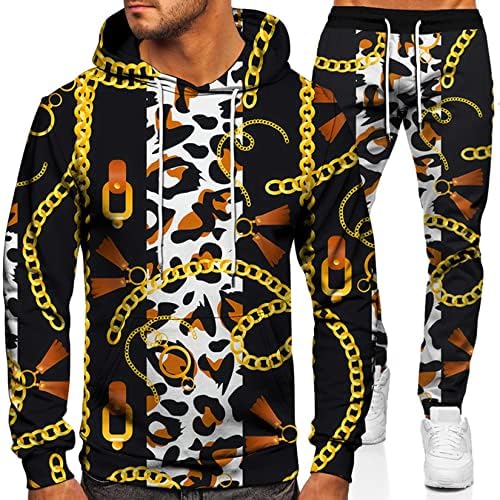 Urvip unisex 3D дигитална печатена џемпер и џемпери и џемпери пулвер леопард Нова шема качулка костум 2 парчиња облека