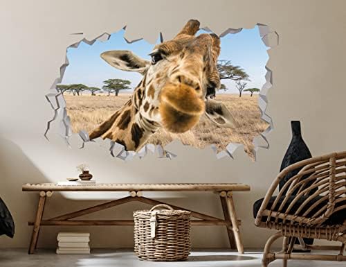 Girирафа расадник декор - налепници за жирафа 3Д за спална соба - налепници за расадници во сафари - Мали жирафи декорации - налепници