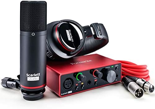 Фокусрит Скарлет Соло Студио 3 -ти Gen USB аудио интерфејс пакет со штанд за бум, XLR кабел и поп филтер