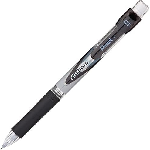 Pentel® E-Sharp ™ Механички моливи, 0,5 mm, 72% рециклирани, црна, пакет од 12