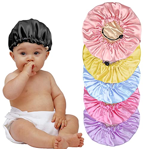 6 парчиња деца сатен -хауба ноќ за спиење, прилагодлива капа за спиење мека свила цвет ноќна капа за природни тинејџери за коса дете