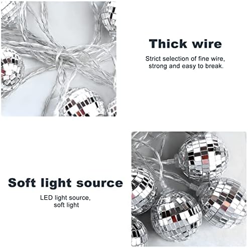 20 парчиња LED диско -топка со жица светла огледало LED партија светло стакло топка светло декоративна светлина жица со далечински управувач за