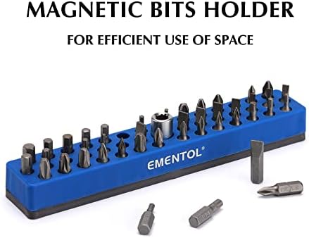 Ementol 2pcs 1/4 Сет на држачи за магнетни битови - црвена и сина, дупка од 86 парчиња, организатор на бит со силен магнетски,