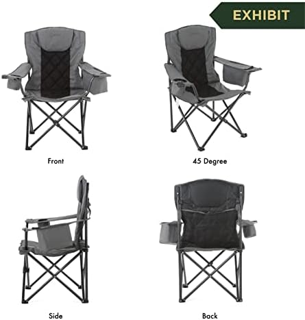 Arrowhead Outdoor Portable Преносен преклопен камп Квад стол W/ 6-CAN Cooler, држачи за чаши и вино за чаши, торба за носење со