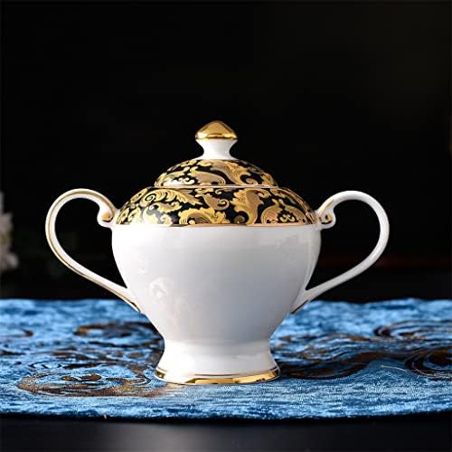 Quesheng 15 парчиња класичен стил Керамички чај постави златен порцелан пијалок поставен за попладневен чај 6 лице
