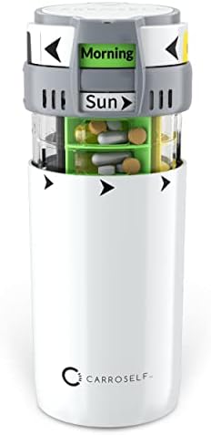 Организатор за диспензери за паметни дизајн на Carroself - Диспензерот за лекови со 4 таблети контејнер за касети, заклучен за складирање на