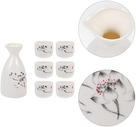 Хемотон керамички ради постави јапонски саки чаша сет со 1 саксира шише со карафе и 6 чаши саки за ладно топло топло растворче за роденденски