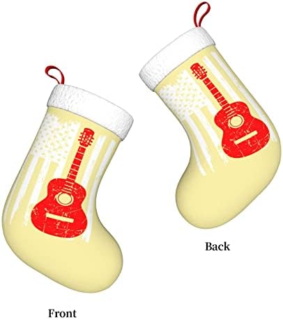 Гитарист за гитарист на Cutedwarf Music USA Flag Flag Christmas Stocking Xmas Holiday Ormancens камин виси чорап 18 инчи чорапи