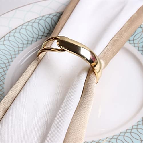 Mxiaoxia 6 парчиња златна салфетка тока западен ресторан со салфетка прстен хотел крпа прстен свадба декорација
