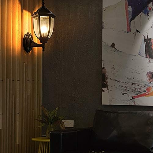 Ambayz Sconce Featture Outdoor Black Aluminum стакло wallид фенер E27 American Nostalgic Antique Wallидна ламба водоотпорна wallидна