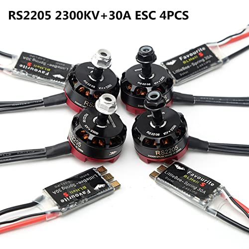 GoolRC 4PCS RS2205 2300KV мотор без четка, 2CW 2CCW 3-4S RC мотори и 4PCS 30A контролер на електрична брзина на четка ESC за FPV RC Racing Drone