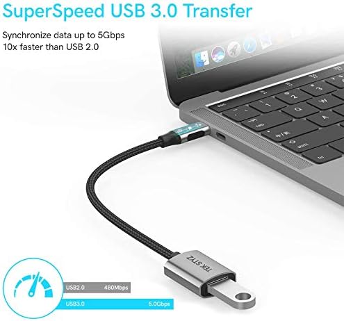 Адаптерот TEK Styz USB-C USB 3.0 работи за Microsoft Surface Duo OTG Type-C/PD машки USB 3.0 женски конвертор.