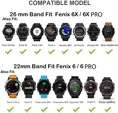 Bkuane 26/22mm Watchband За Garmin Феникс 6 6S 6X Pro 5 5X 5S Плус 3HR 935 945 D2 Силиконски Бенд Брзо Ослободување Часовник Lasyfit