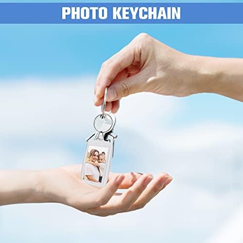 Lusofie 10pcs акрилна слика за слики со слики, чиста фото -клуч за клучеви, двострана држач за слика со сплит прстен за семеен