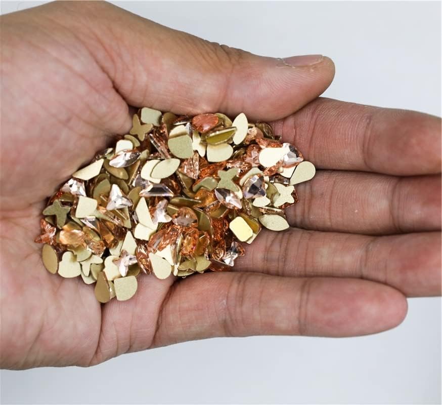 Случајни нокти на лакови од 100 парчиња, слободно да одговараат на рамни кристални неправилни циркони дијаманти 3Д маникир за украсување