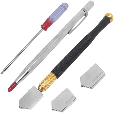 Комплети за алатки за сечење на стакло, со комплет за сечење на стакло 2-20мм, со шрафцигер за секач и врежано пенкало, за секач