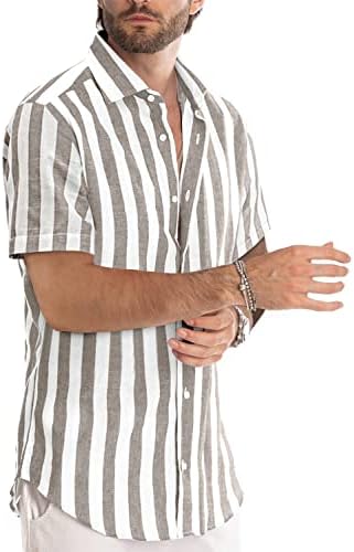 Jmierr машка лежерна стилска стилска копче за кратки ракави со шарени фустани памучна кошула