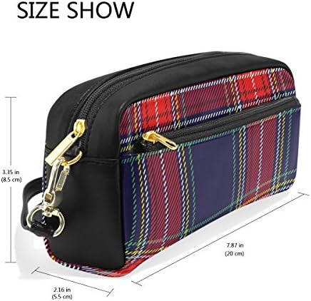 Врвен столар шкотски кариран пролетен молив торбичка торба за торбичка за шминка за шминка 1.7x0.75x0.5in