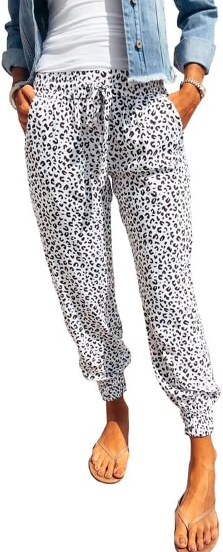 Dokotoo Womens 2023 Soft Casual Cluagring Tie Elastic половината лабава џогер панталони со џебови