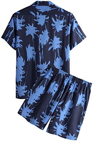 Менс обични комплети со 2 парчиња облека графичка кошула и шорцеви патеки поставуваат големи и високи потти за мажи за мажи