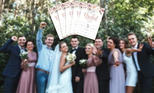 Картички за покана за невестински туш со коверти - Бохо Флорал поканува за свадба, ангажман, тушеви, забави и приеми - 25 картички и