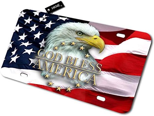 Американско знаме орел Бог да го благослови Американциска табличка пред алуминиумска табличка со автомобили автоматски знаци