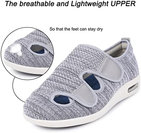 Дијабетични чевли за елитиоки за жени, женски широки ширина постари чевли, прилагодливо затворање лесен дише, отечени нозе шетање
