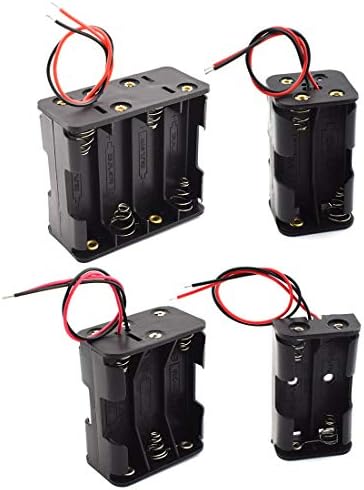 SDTC Tech 4-Pack 2/4/6/6/8 X AA држач за батерии со жица води 3/6/9/12 волт батерија кутија кутија за кутии за експеримент за LED коло
