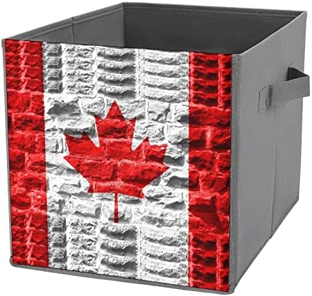 Канадско Знаме Коцки За Складирање Со Рачки Преклопливи Канти За Ткаенини Организирање Корпи За Полици Плакар