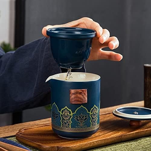 Чајник керамички порцелански чај сет на чај со чај со чај со чај со чај анти-скалинг еден тенџере три чаши чајник со филтер јубин1993