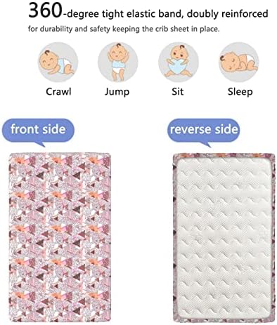 Летни тематски опремени мини чаршафи за креветчиња, преносни мини креветчиња со меки и дишечки постелнини-столбови за момчиња или девојчиња