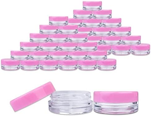 BeautiCOM 3G/3ML тркалезни чисти тегли со розови капаци за сенка за очи во прав, минерализирана шминка, козметички примероци - БПА бесплатно