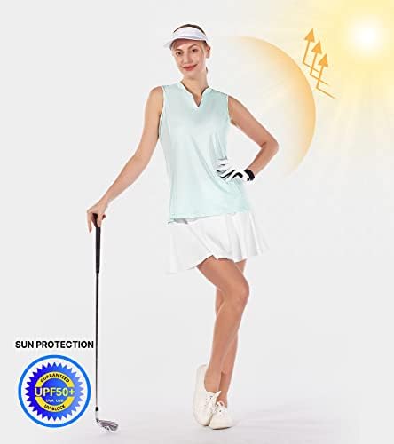 Женски голф кошула без ракави голф тениски кошули за жени V-вратот тренинг атлетски резервоар врвови Polo SPF 50+
