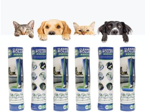 Leo Cleaning Lint Roller 6 PK Refill Вкупно 300 листови за отстранување на домашно милениче за чистење на домаќинството одлично за коса и мачки