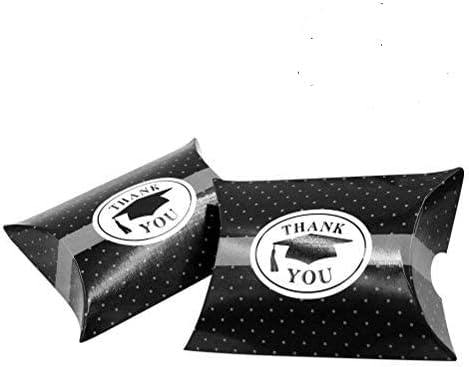 Oulii 24pcs третираат хартија за подароци бонбони картони со картони со тркалезни точки докторска капаче шема перница бонбони кутии за церемонија