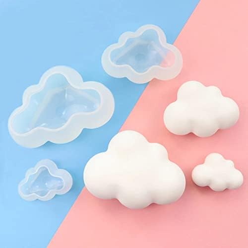 6 парчиња силиконски мувла во форма на облак, 3Д облак силиконски калап облак епоксидна смола калапи DIY облак облик на облик на сапун за сапуни