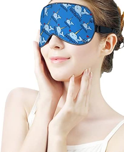 Сина Narwhal Sleep Eye Mask Симпатична слепи очи за очи за очила за жени мажи подароци
