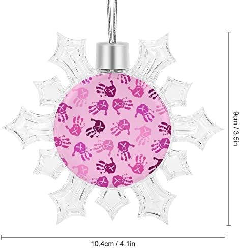 Пинк за розово рак на лента за рак на рак на елката за снегулка од снегулка од снегулка украси што висат украси од снегулка со жици за Божиќно