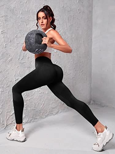 Soly Hux Women'sенски висок половината на половината Беспрекорен задник Подигнување на стомакот Контрола на јога Спортски хеланки