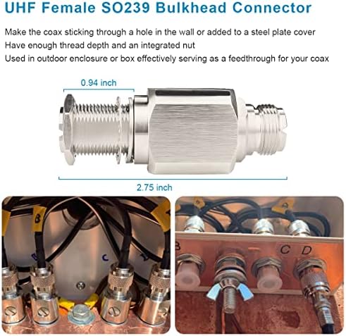 XRDS-RF UHF коаксијален молња Апситор SO239 приклучок за приклучок UHF женски до женски коаксијален конектор за двонасочна радио база