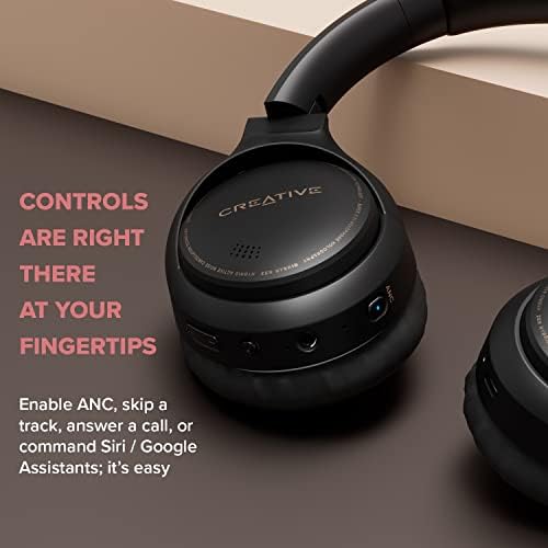 Креативни Зен Хибридни слушалки за безжични уши со хибридно активирање на активна бучава, режим на амбиента, до 27 часа, Bluetooth