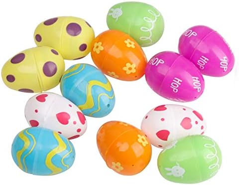 Plentop Велигденски јајца 12 парчиња за напојување со пополнување Велигденска забава печати лов образец пластично разновидно образование