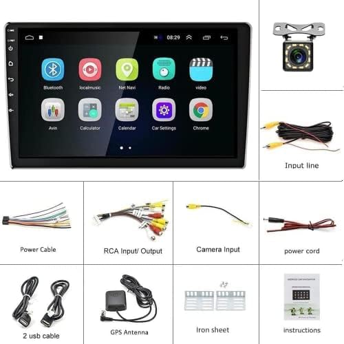 Bajkqkai Android 11 Car Stereo Double DIN 10.1 инчен екран на допир со автомобил на допир со автомобил во Dash GPS Bluetooth FM радио