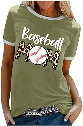 Врвови за жени летни кратки ракави, трендовски графички бејзбол мајки маици тунични маички за мама